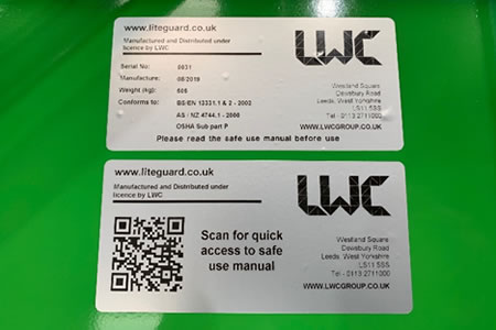 LITE guard UK Compliance Plate and QR Code